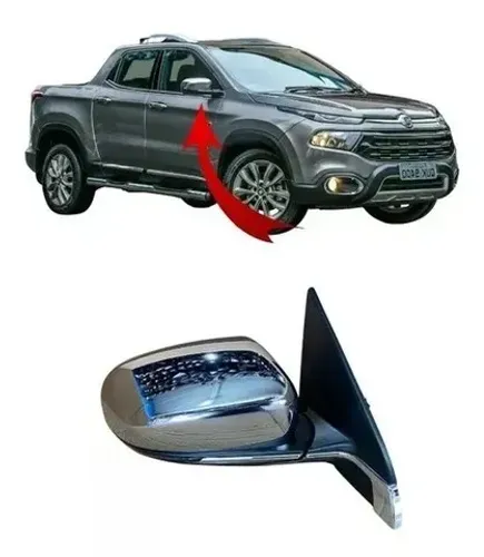 Par Retrovisor Fiat Toro 2021 - Cromado - Metagal