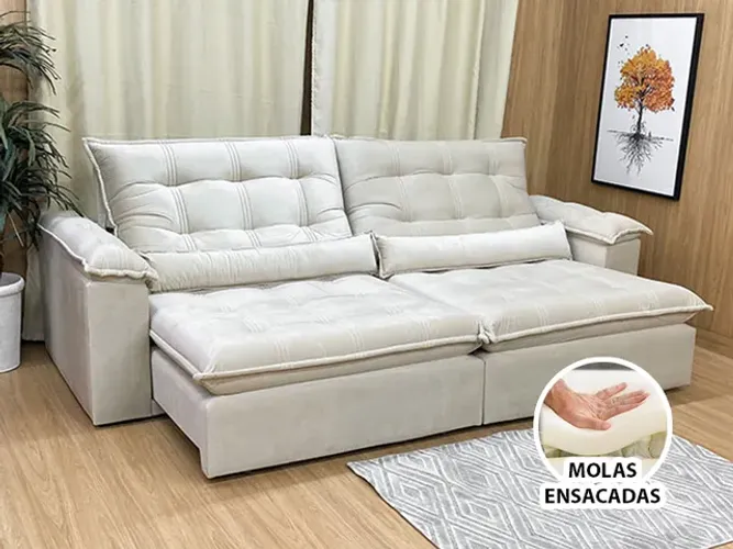 Sofá Retrátil Reclinável Linus 2,50m Molas Ensacadas D33 a65