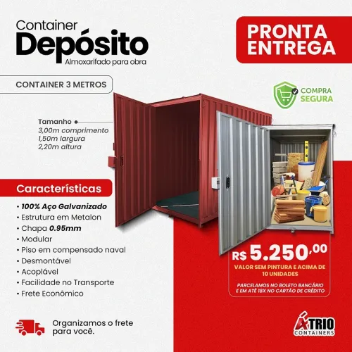 Container Almoxarifado obra 3 metros PROMOÇÃO 