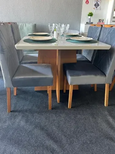 mesa  jantar para 4 lugares pronto entrega cinza 