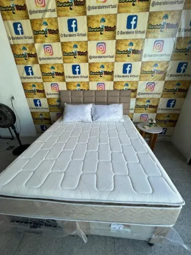Cama Casal Bolonha Queen Molas Ensacadas 158x198x33 - Em Oferta