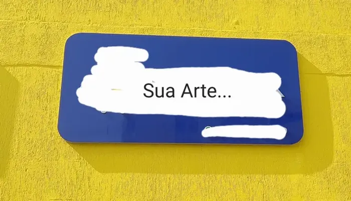 Placa p/ fachada de loja em ACM, medindo 1,20 X 2.50m