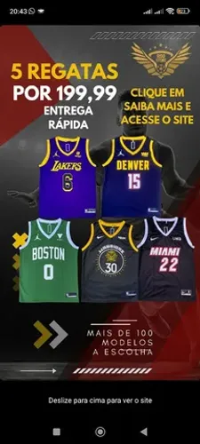 Kit 5 regatas de basquete NBA