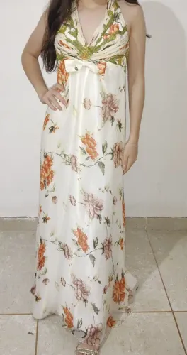 Vestido floral longo festa 38