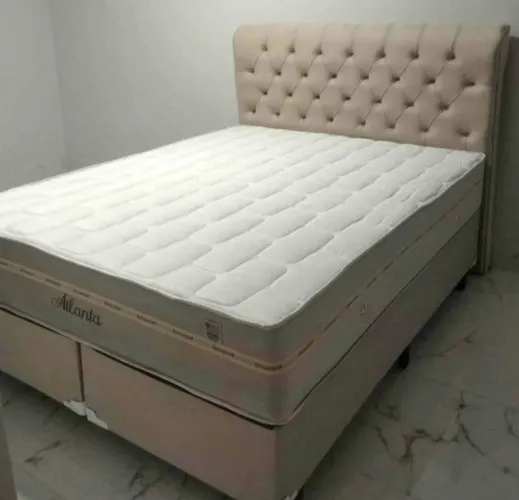 Cama. Com colchão semiortopedico 30 cm com base e cabeceira noobuk