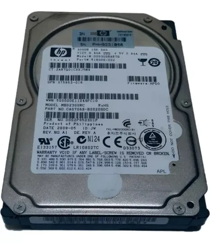 Disco Hd Sas 300gb 10k Hp Dg0300bartq Mbd230rc