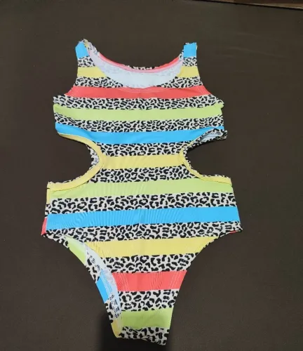 Body Listrado com Detalhes em Animal Print - Tamanho P