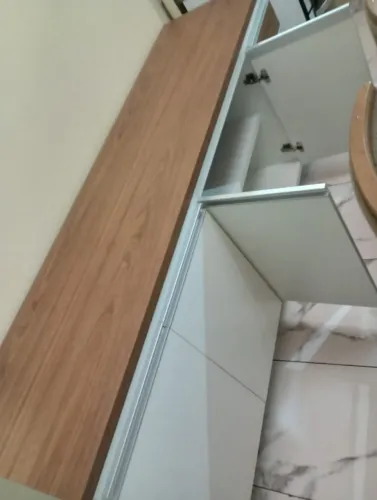 Armário balcão 2,00 com puxadores de alumínio 100% MDF