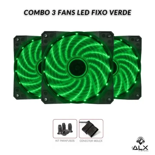 Combo 3 Fans Led Fixo Bf-23 120mm Bluecase *ENTREGA GRÁTIS*