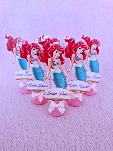 Tubete para lembrancinha de festa pequena sereia, Ariel 
