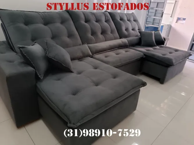 Sofá retrátil Estofado Confortável e Moderno