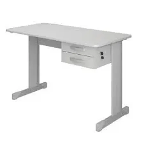 MESA BASICA CINZA CRISTAL 15 MM 1,20X60CM 2 GAVETAS ZAP 71- *