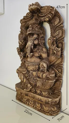 Ganesha Buda Decorativo Buda 47cm Marrom Dourado Gesso & Cerâmica