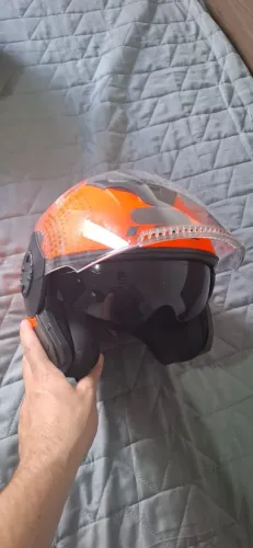 Capacete Ls2 Verso Of570 Spin Laranja Fluor/preto Aberto (Usado)
