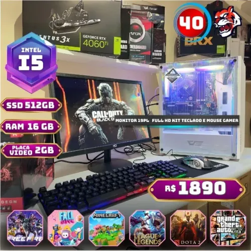 Pc Gamer Completo Intel Core i5 16gb de ram 512gb ssd Placa de video 1 ano de garantia