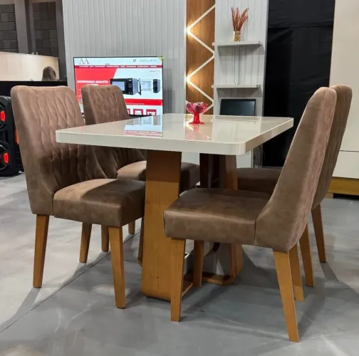 Mesa de Jantar 4 Cadeiras Sintonia 120x80 - Novo e Embalado!!