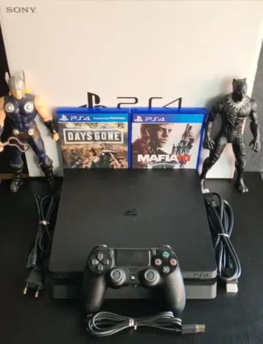 PS4 SLIM 1TB+BASE P/ CARREGAR CONTROLE (SEMI-NOVO) C/ GARANTIA_SOMOS LOJA EM CAXIAS 