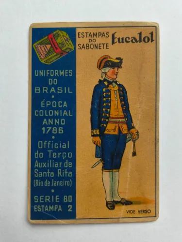 Estampa do sabonete Eucalol - Uniformes do Brasil Colonial 1786 - Série 80 - Estampa 2
