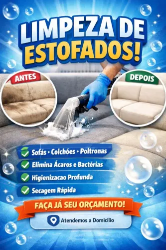 Limpeza de sofá, cama e cadeiras.