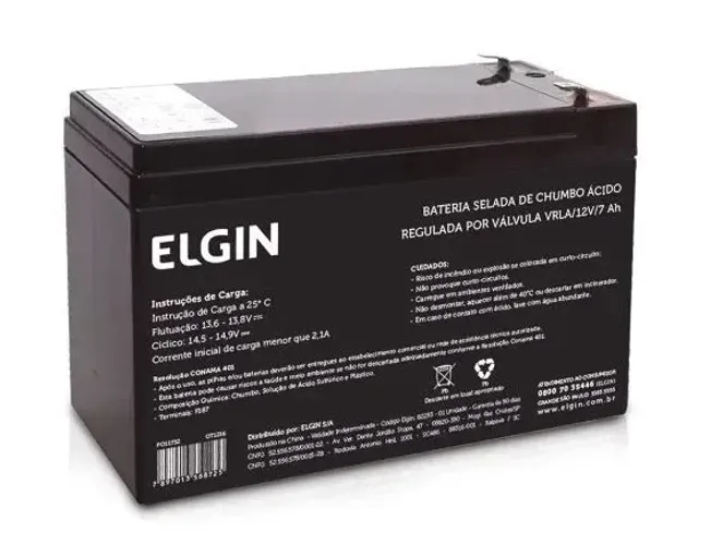 Bateria 12V x 7Ah Elgin 82293 - Nobreak Selada Chumbo 