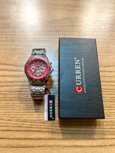 OFERTA! Relógio Masculino Curren Prata com Mostrador Bordô elegância 