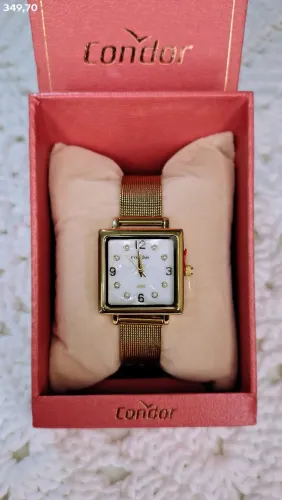Relógio Condor Feminino Dourado com Detalhes Original 1 ano de garantia 