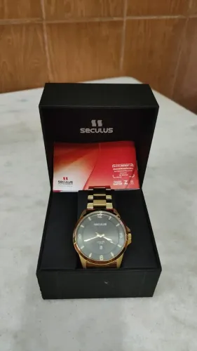 Relógio Seculus Masculino Dourado (Seminovo)