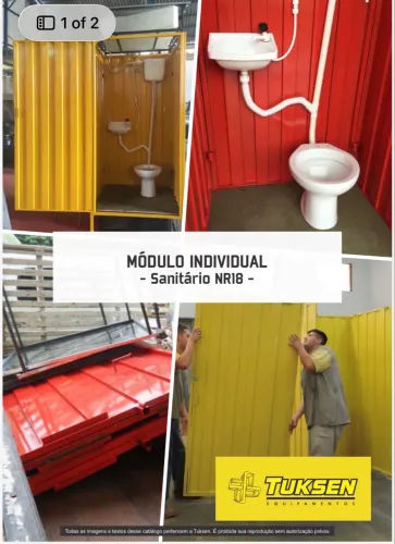 Container Sanitário Desmontável - 1.00 x 1.00 x 2.50 