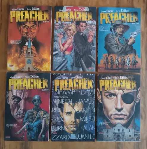 Coleção Preacher Books 1 Ao 6 Vertigo Em Inglês Garth Ennis Steve Dillon Completo 