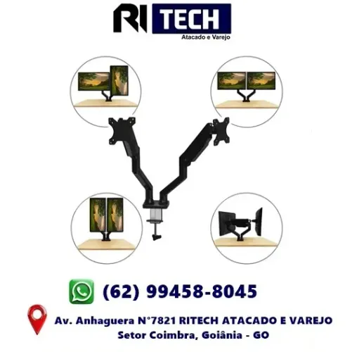 Suporte Mesa Braço Articulado 2 Monitores Vertical Ajustável 13 A 32" 2 A 9KG