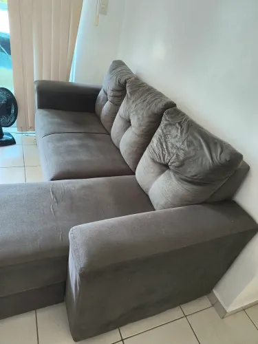 Estofado Shanghai de 03 Lugares com Chaise Suede