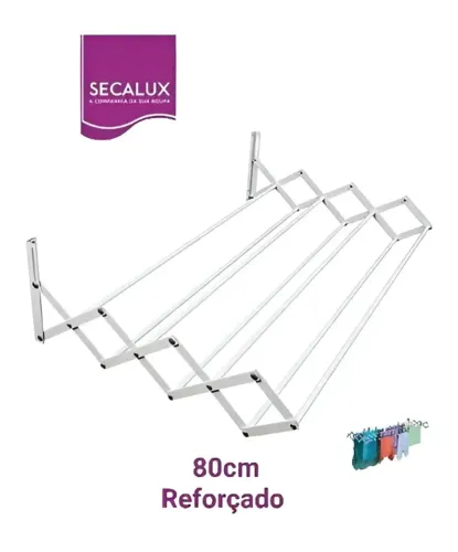 Varal Sanfonado Parede Retrátil 80 Cm SECAUX