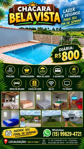 Chacara bela Vista disponível ainda para Natal e ano novo