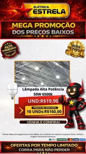 Lâmpada LED Alta Potência 50W 6500K - Promoção Especial Elétrica Estrela