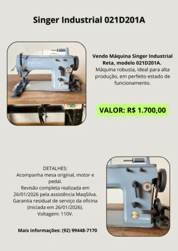 Máquina de Costura SINGER INDUSTRIAL