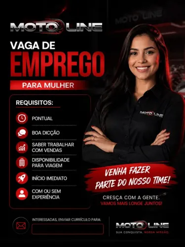 Vaga Emprego - Vendedora de Moto