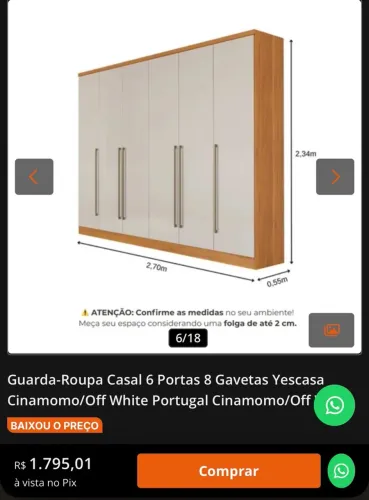 GUARDA ROUPAS 6 PORTAS