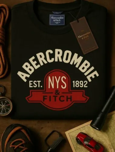 Camiseta abercrombie, cor preta tam m