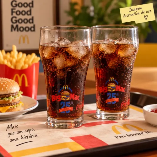 2 Copos Vintage McDonald?s Big Mac 25 Anos - Coca-Cola - Colecionáveis