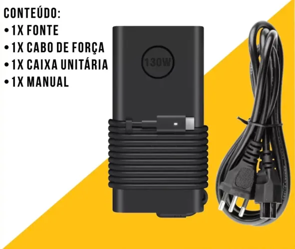 Carregador Hy Imports D-dl130a 130w Usb-c Preto 127/220v