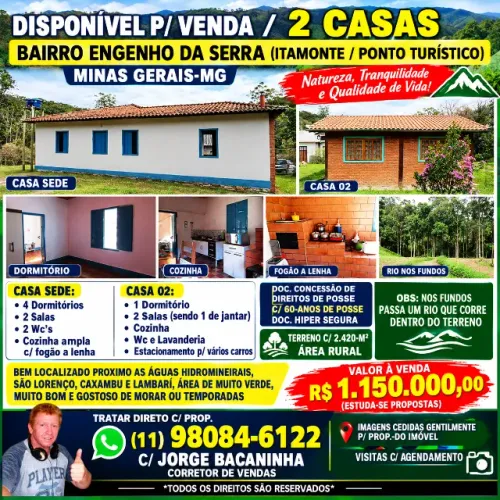 Vende 2 Casas  / Bairro Engenho Da Serra (Itamonte) Minas Gerais-Mg