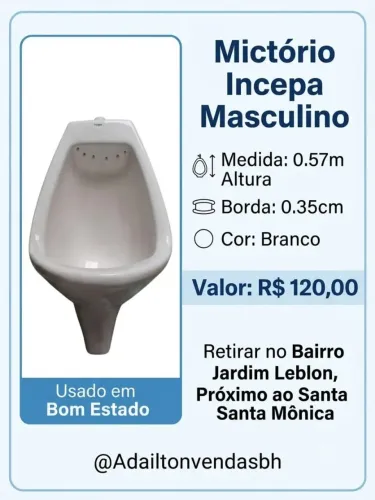 Mictório incepa masculino cor: branco! aceito proposta