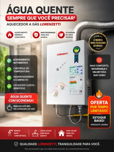 Achado! Aquecedor a Gás Lorenzetti + Kit Instalação Barato