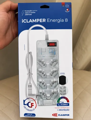 Filtro de Linha iCLAMPER Protetor 8 Tomadas Dps Transparente Lcf Lacrado