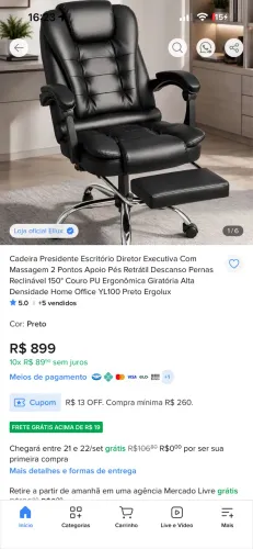 Cadeira Gamer Presidencial com Massageador de Lombar