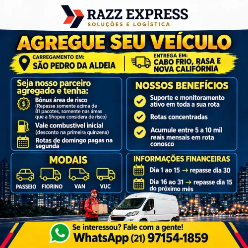 Captação de agregados ( motorista com veículo)