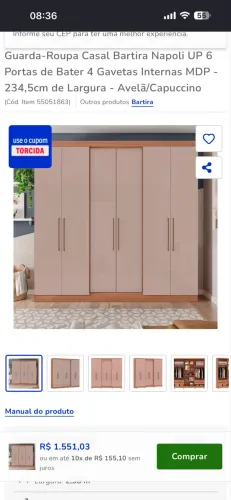 Guarda-roupa casal 6 portas 