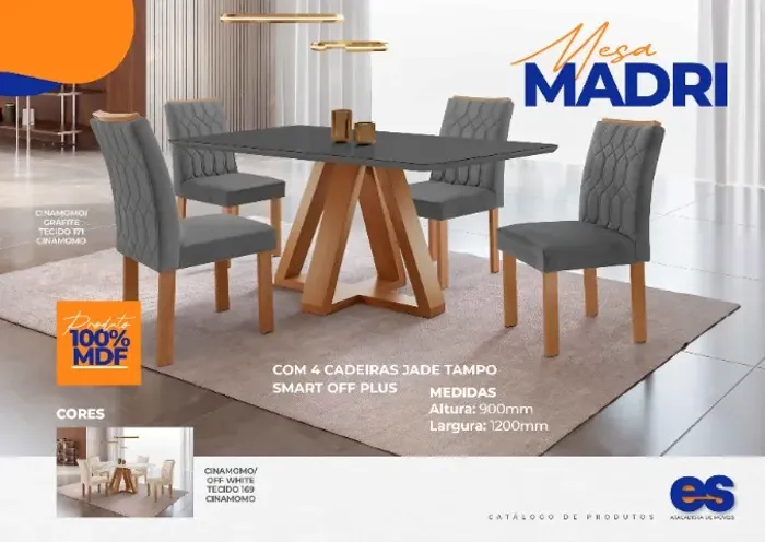 Conjunto Mesa C/4 Cadeiras Madri