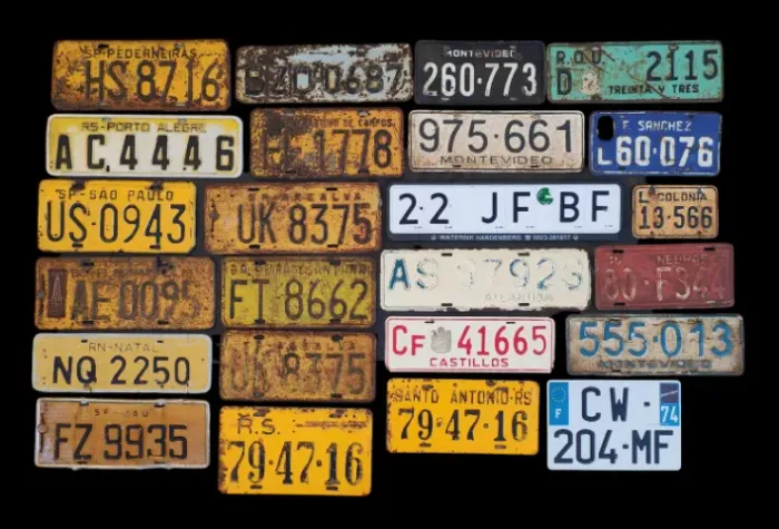 placas amarelas antigas e estrangeiras uruguai, frança e usa