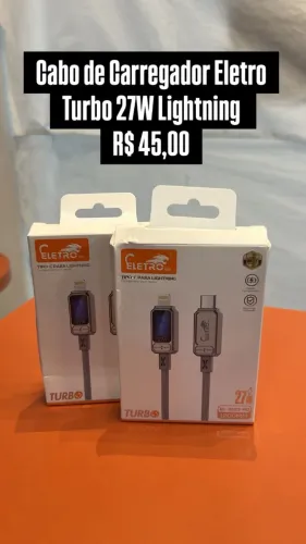 Cabo de carregador Eletro Turbo 27W Lightning - Loja Fisica